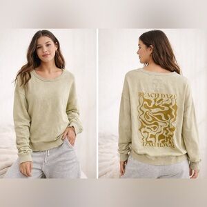Aerie Beach Daze Sweatshirt XS Oversized Slouchy Pullover Graphic distressed